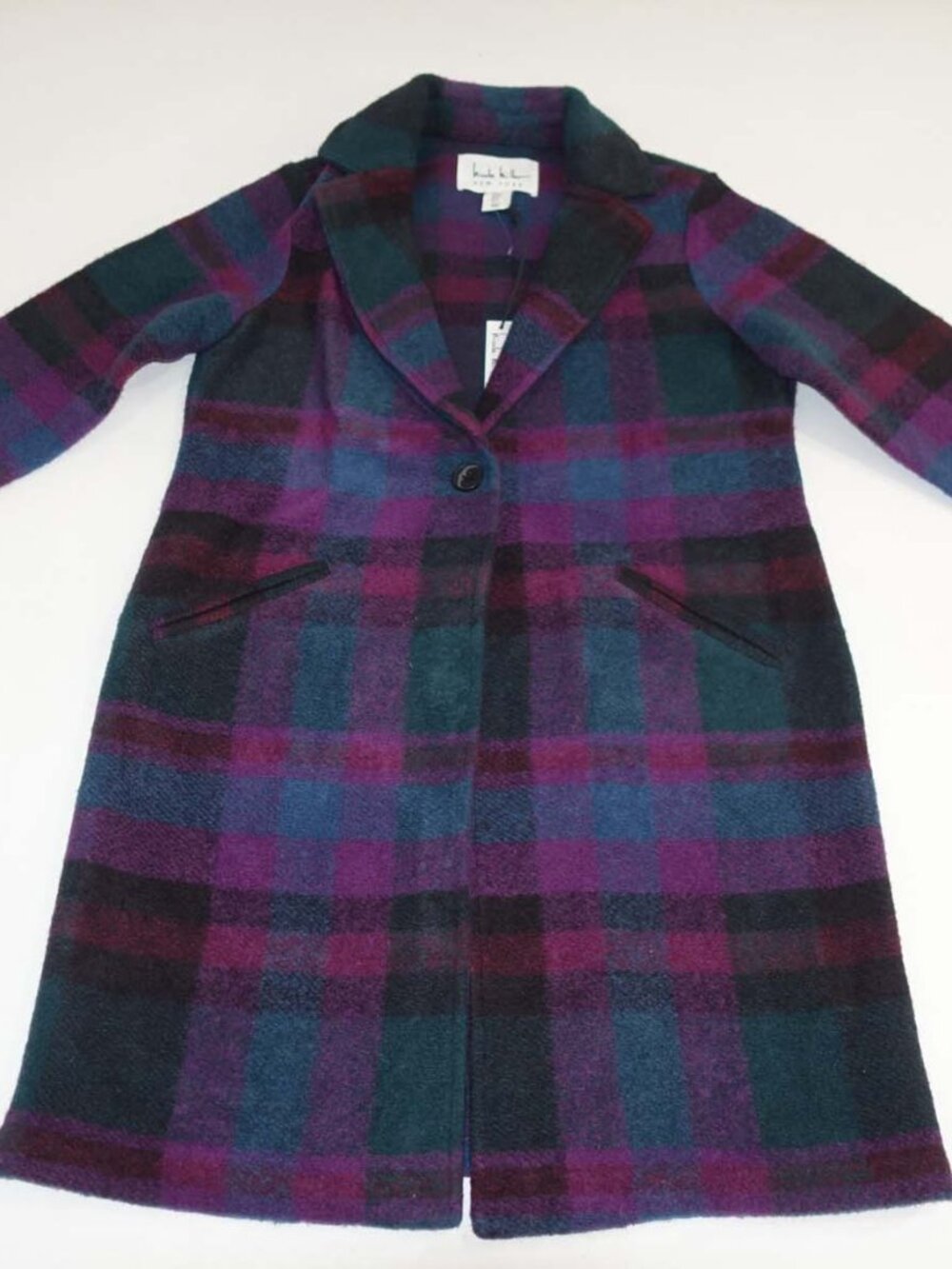 Nicole Miller Women's Overcoat Small NWT Wool Blend Purple Blue Green Unlined S